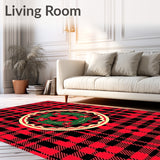 Heritage Tartan with Evergreen Wreath Medallion and Plaid Borders(Red)