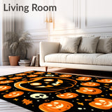 Charming Halloween Themed Round with Pumpkin and Skull Motifs(Orange)