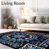 Medallion Shag with Intricate Petal Motifs (Black)