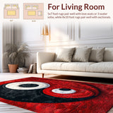 Ultra Soft Area Rug, Non Slip, Stain Resistant, Washable Area Rugs for Living Room, Bedroom, Yin Yang Ba-gua Round(Red)