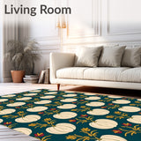 Harvest Moon Patchwork with Stylized Foliage and Pumpkin(Teal)