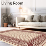 Tile Inspired Doormat with Ornate Border Design(Beige)