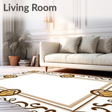 Luxurious Tufted Shag with Intricate Medallion Border Design (Brown)