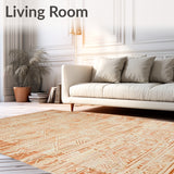Boho Style Area Rustic Beige Design(Orange)