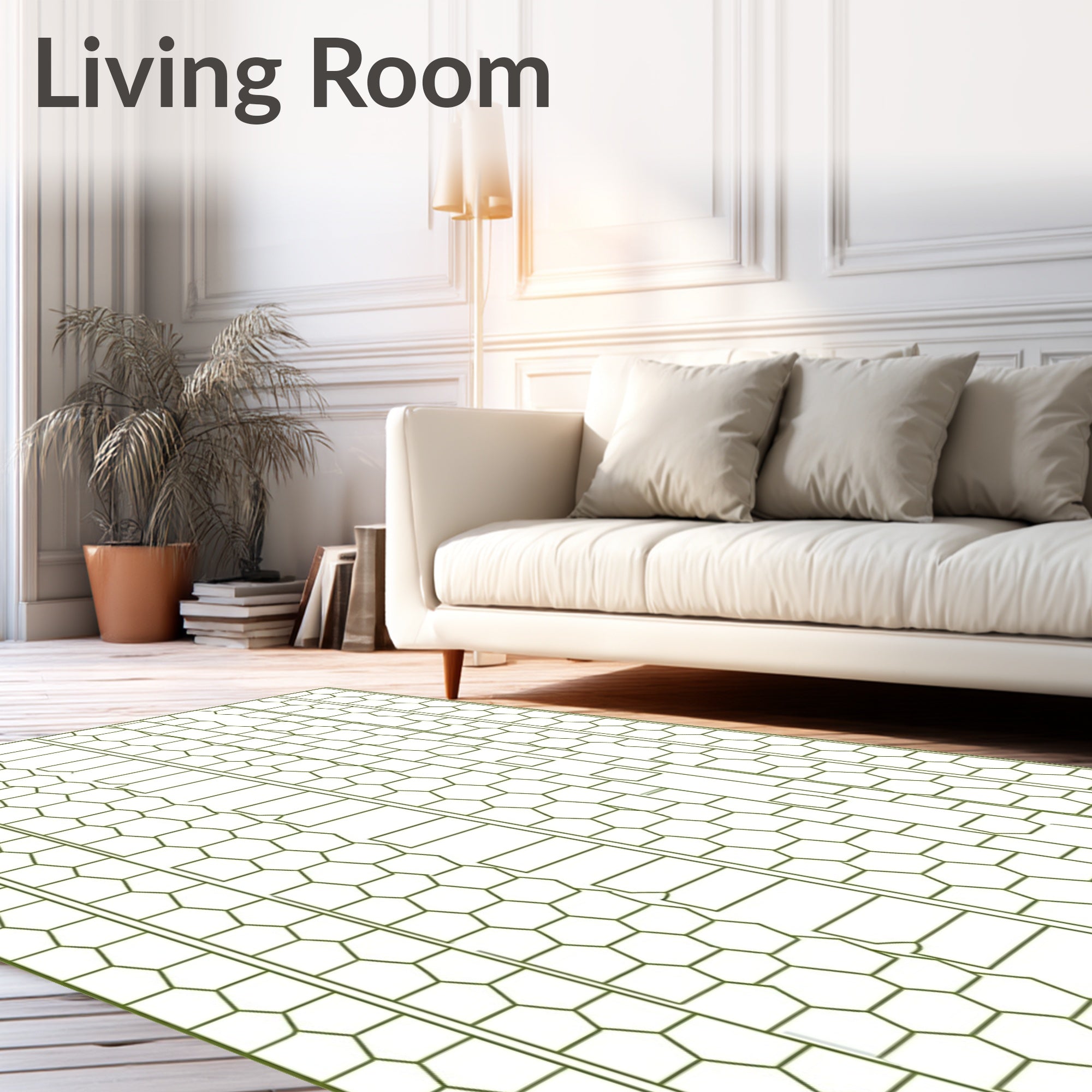 Modern Hexagonal Honeycomb Design Floor with Angular (Green) - ODIKA