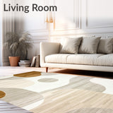 Beige Entryway Runner With Contemporary Abstract(Beige)