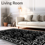 Floral Damask Scroll Work Classic Interior Accent(Black)