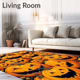 Festive Halloween Doormat Rug with Enchanting Pumpkin Patch Design(Orange)