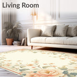 Pastel Floral Blossom Area with Vintage Inspired Botanical Design(Beige)
