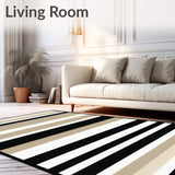 Classic Black and Beige Striped Area(Beige)