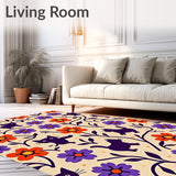 Festive Cat Silhouettes with Floral Embellishments Half Moon(Beige)