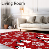 Glittering Snowflake Floor with Jolly Winter Character Motifs(Red)
