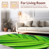 Ultra Soft Area Rug, Non Slip, Stain Resistant, Washable Area Rugs for Living Room, Bedroom, Tropical Leaf Velvet(Green)