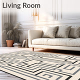 Modern Interlocking Maze with Minimalist Abstract Motifs(Beige)