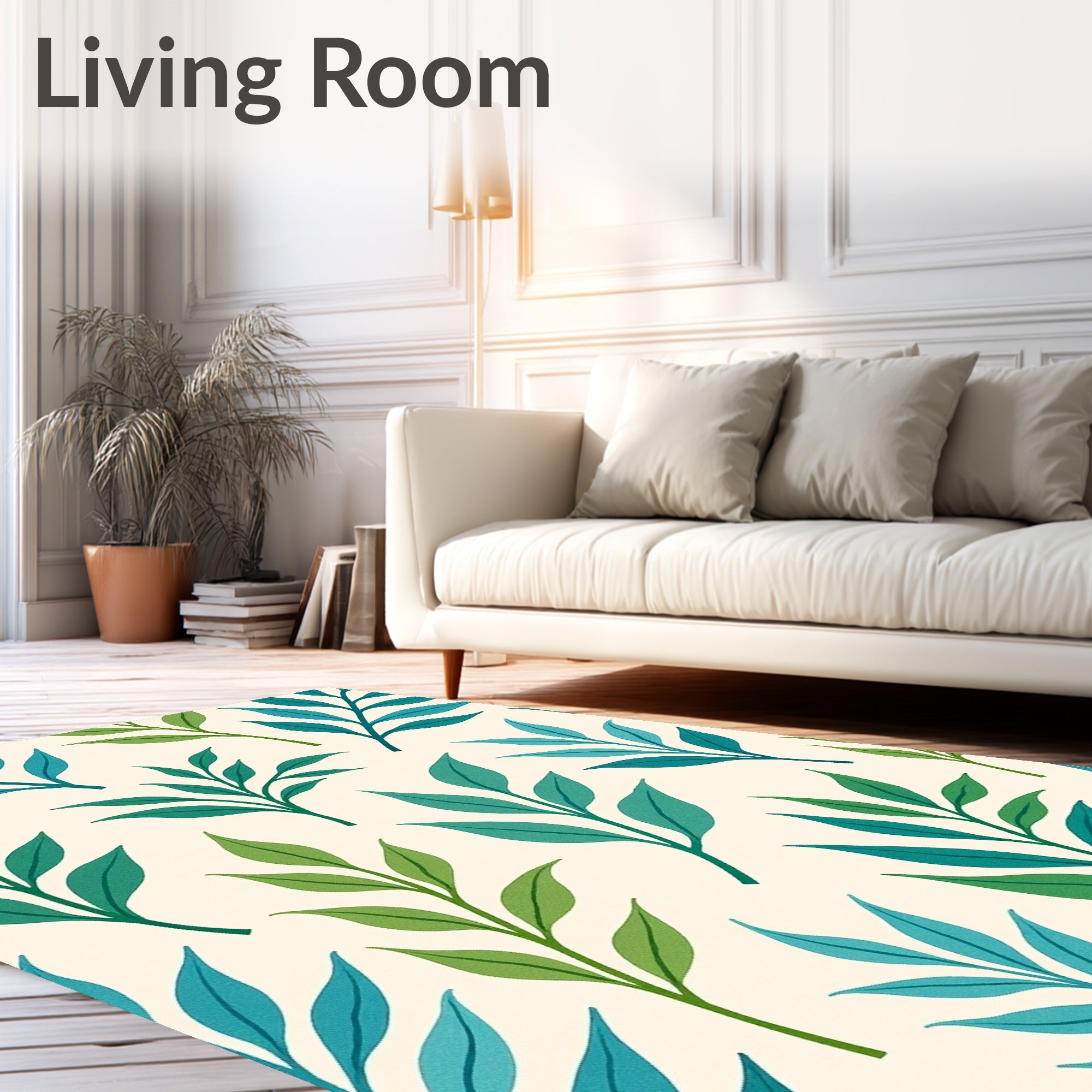 Abstract Watercolor Botanical with Fern Leaf (Blue) - ODIKA