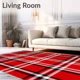 Christmas Tartan Inspired Floor Covering with Heritage Styling(Red)