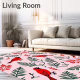 Cardinal Botanical Print with Vine Scroll Accents(Red)