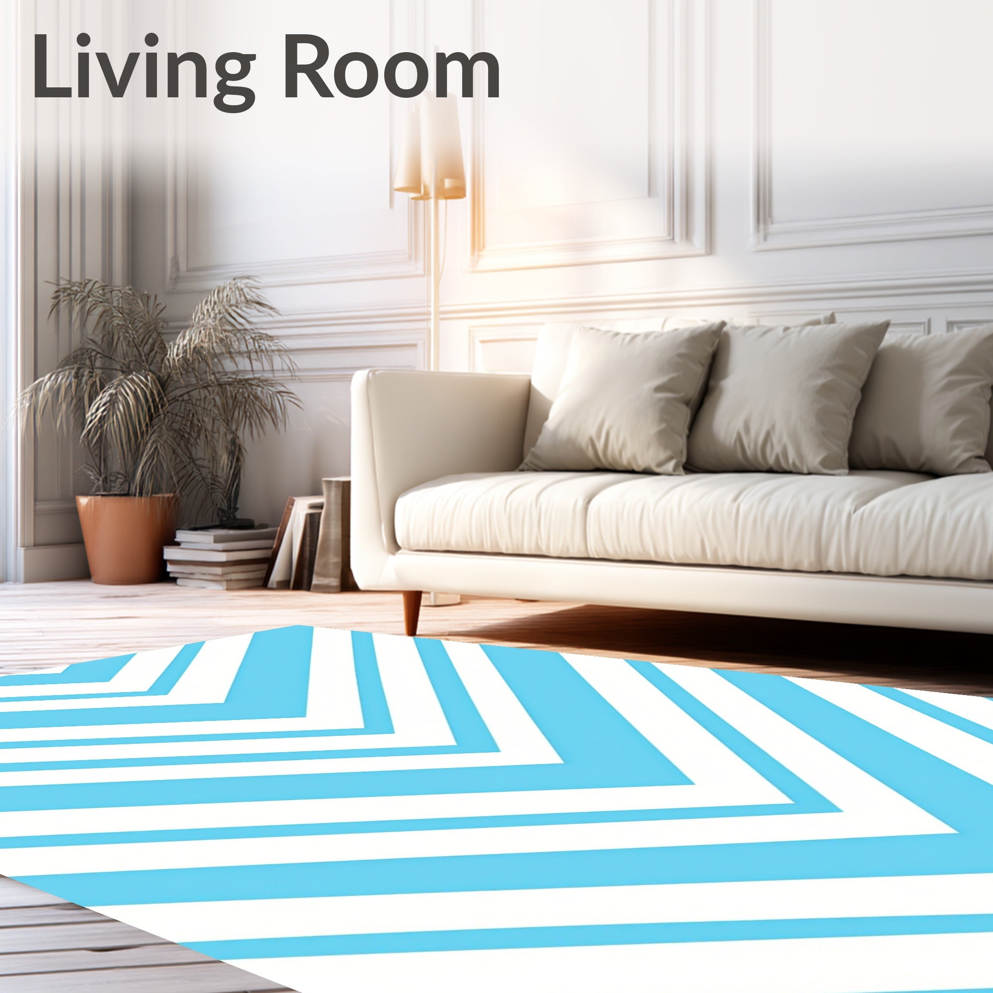 Modern Featuring Crisp Angled Stripes and Dynamic Flow (Blue) - ODIKA
