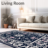 Victorian Lattice with Flourishing Petal Emblems and Twining Leaves(Black)