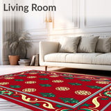 Elegant Festive Pinecone Scrollwork with Gold Ribbon Embellishment(Red)