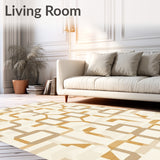 Beige Geometric Modern Indoor Area(Beige)