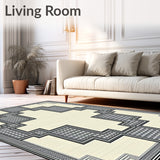 Geometric Cross Design with Charcoal and Cream(Beige)