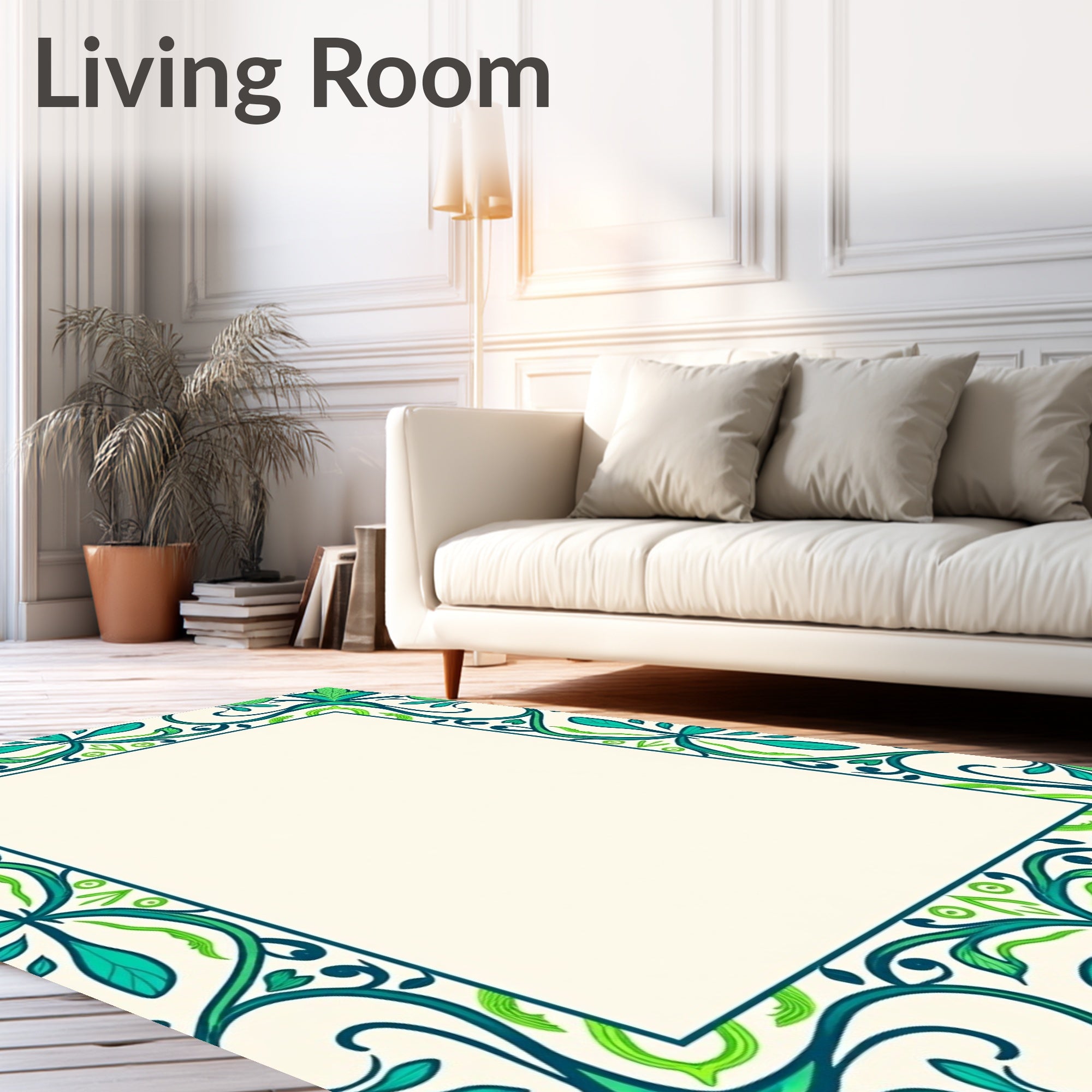 Art Nouveau Inspired Vinework and Stylized Petal Arrangement (Teal) - ODIKA