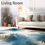 Modern Tropical Leaf in Grey Beige Tones(Blue)