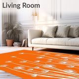 Fleece Meadow Dandelion Seed Drift Design Shag Floor(Orange)