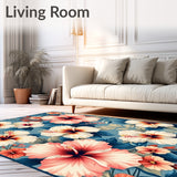 Seaside Blooms Textured Area With Sun Protected Floral Elements(Blue)