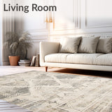 Boho Chic Area Non Slip Distressed Look Beige(Gray)