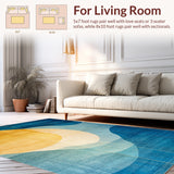 Abstract Horizon with Blue Gold Ombre Modern Geometric Linework(Blue)