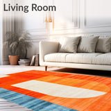 Vibrant Orange & Blue Area Contemporary(Orange)