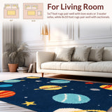 Ultra Soft Area Rug, Non Slip, Stain Resistant, Washable Area Rugs for Living Room, Bedroom, Cute Colorful Space Carpet for Boys Bedroom(Blue)