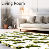 Mid Modern Interlocking Checkerboard with Bauhaus Inspired Plaid Motifs(White)