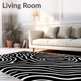 Abstract Wave Floor with Modern Art Design(Black)