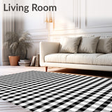 Holiday Checkered Floor Covering with Traditional Grid Design(Black)