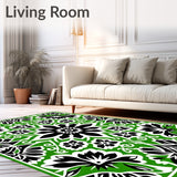 Folk Inspired Petal Mosaic with Interwoven Floral (Green)