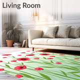 Dreamy Meadowland Tapestry with Scattered Poppy Field Motifs (Pink) - ODIKA