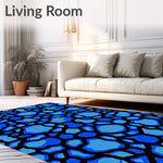 Hexagon Honeycomb Tessellation Modern Floor Accent with Polygon Shapes (Blue) - ODIKA