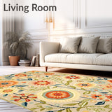 Beige Flower Power Entryway Vibrant Spring Low Pile(Beige)