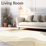 Elegant Cream Beige Cloudscape Area Non Shedding Easy Care Design(Beige)