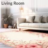 Elegant Floral Beige Area With Vintage Pink Botanical Motifs(Beige)