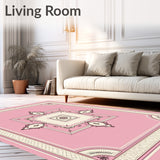 Distressed Medallion Trellis Motif with Faded Floral Accents (Pink) - ODIKA