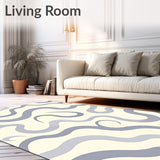 Mystic Waves Modern Artistic Splash Contemporary Accent(Ivory)