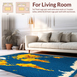 Ultra Soft Area Rug, Non Slip, Stain Resistant, Washable Area Rugs for Living Room, Bedroom, Earth from Space Round(Blue)