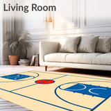 Basketball Court Beige Floor Blue Key Blue Lines Red Circle(Beige)