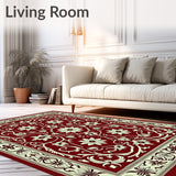 Heritage Lattice with Stylized Botanical Flourishes(Red)