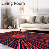 Retro Starburst Banner Medallion with Interlocking Striped Arches (Black)