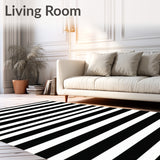 Chic Striped Carpet for Entryway Patio Decor Modern Urban Area Rug(Black)